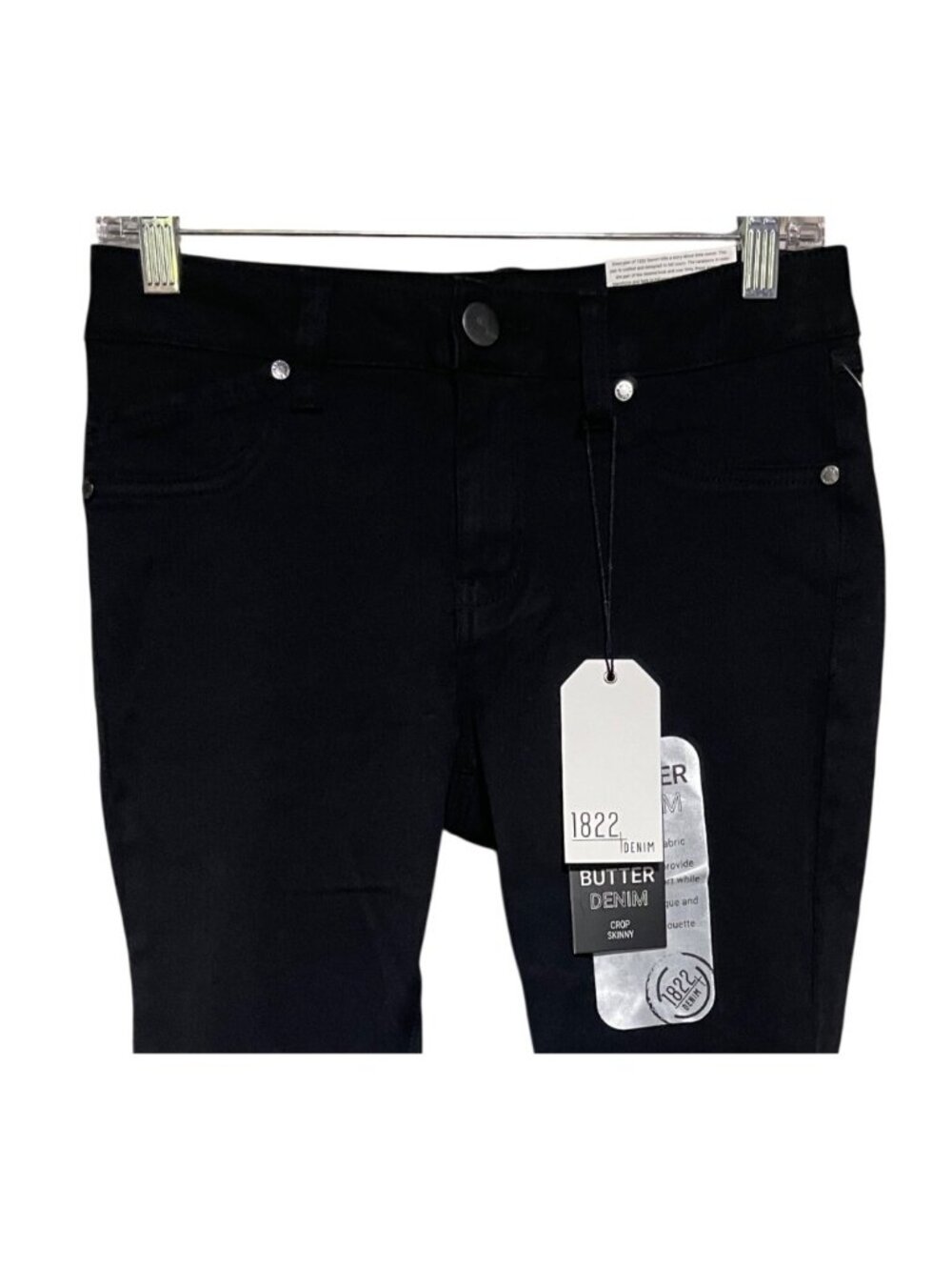 1822 Denim Womens Crop Skinny Jeans Size 6 Black Stretch Lightweight Summer - Picture 8 of 12